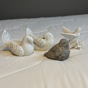 Elegant White and Gray Bird Sculptures